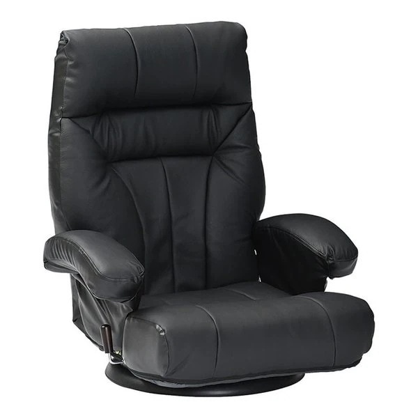 座椅子 1人掛け ハイバック リクライニングチェア 回転座椅子 肘掛付き 椅子 リクライニング 回転 リクライニング座椅子 ポケットコイル 本革 ブラック レザー 33,800円