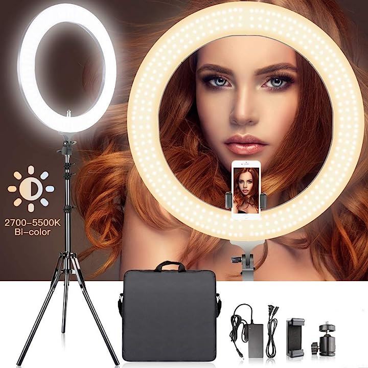 LEDリングライト カメラ写真ビデオ用照明キット 80W 2700K-5500K二色無段階調整 480個の高輝度SMD 2Mライトスタンド(18インチ) 8,422円