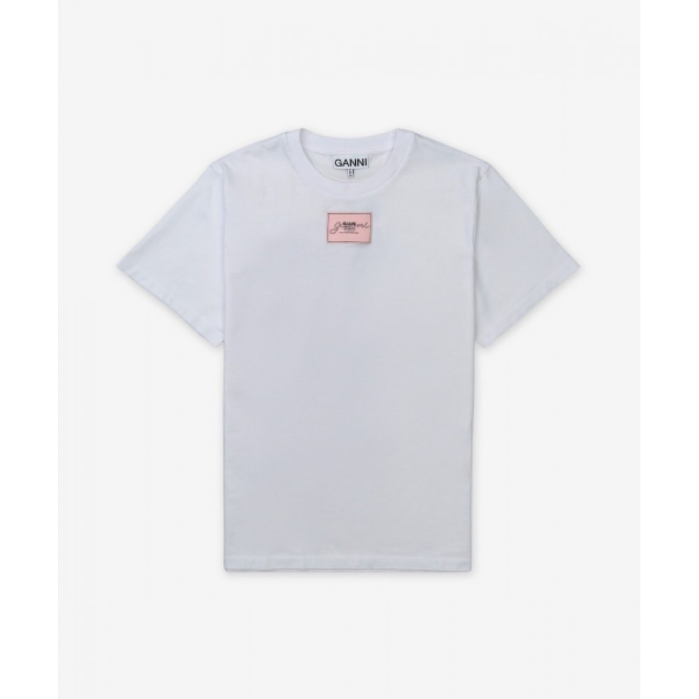 GANNI ベーシックジャージーコラージュリラックスフィットショートスリーブ T シャツ-ホワイト/T4157151