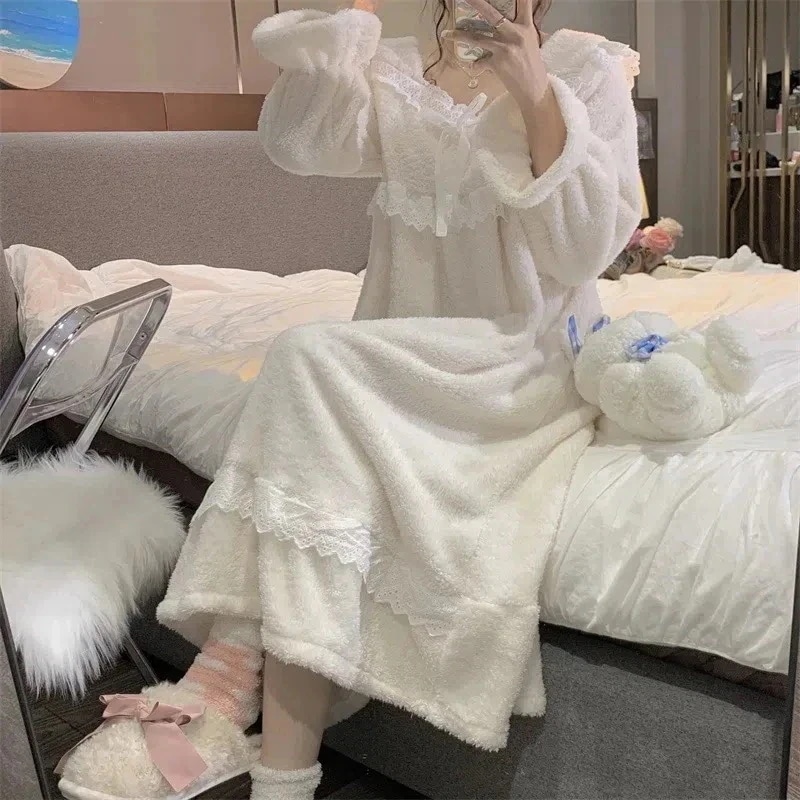 フランネル ホームウェア ロング レディース ネグリジェ