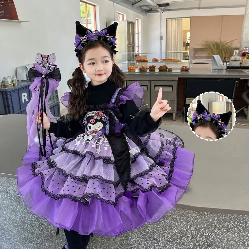 サスペンダー付きの女の子のためのクロミスカート春のドレス女の子のためのロリータプリンセスドレスチュチュ