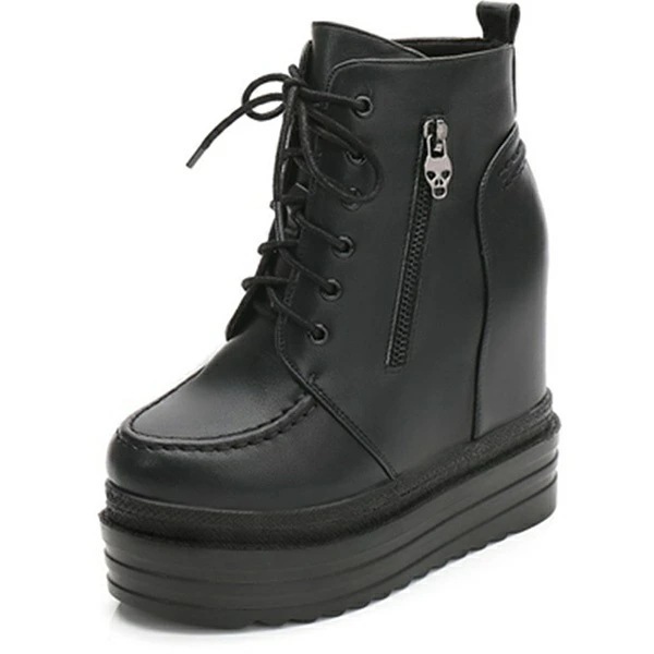 「赤字覚悟セ ール品」ショートブーツ ヒール891012cm レースアップ レディース 編み上げブーツ ウェッジソール インヒール 黒 ブーツ ショート レースアップブーツ 靴 ハイカット ミドルブー