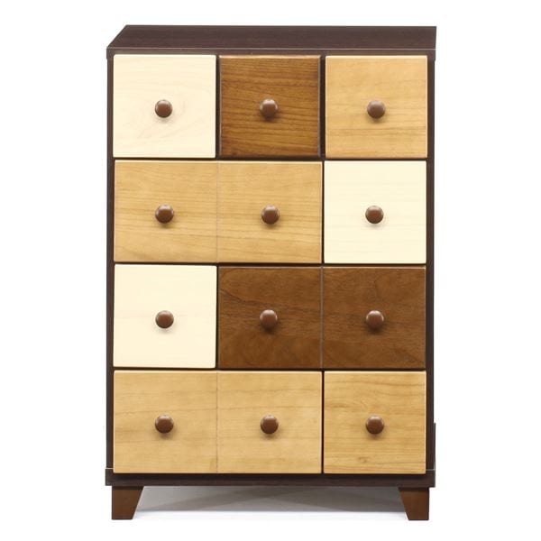 日本製 天然木 チェスト 4段 57.5cm幅 ブラウン本体 完成品 タンス 衣類収納 引出し収納