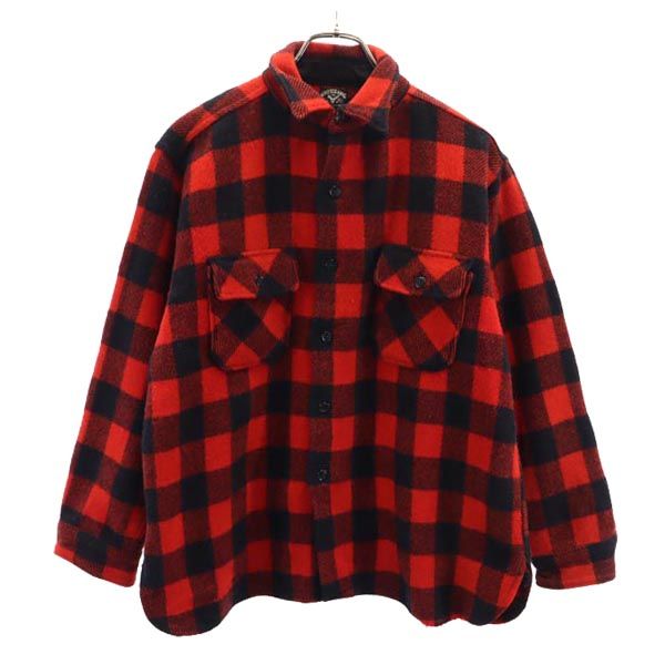 ウィンターキング 50s ヴィンテージ 三角マチ ウール チェック柄 長袖 シャツ レッド×黒 WINTER KING メンズ長袖シャツ