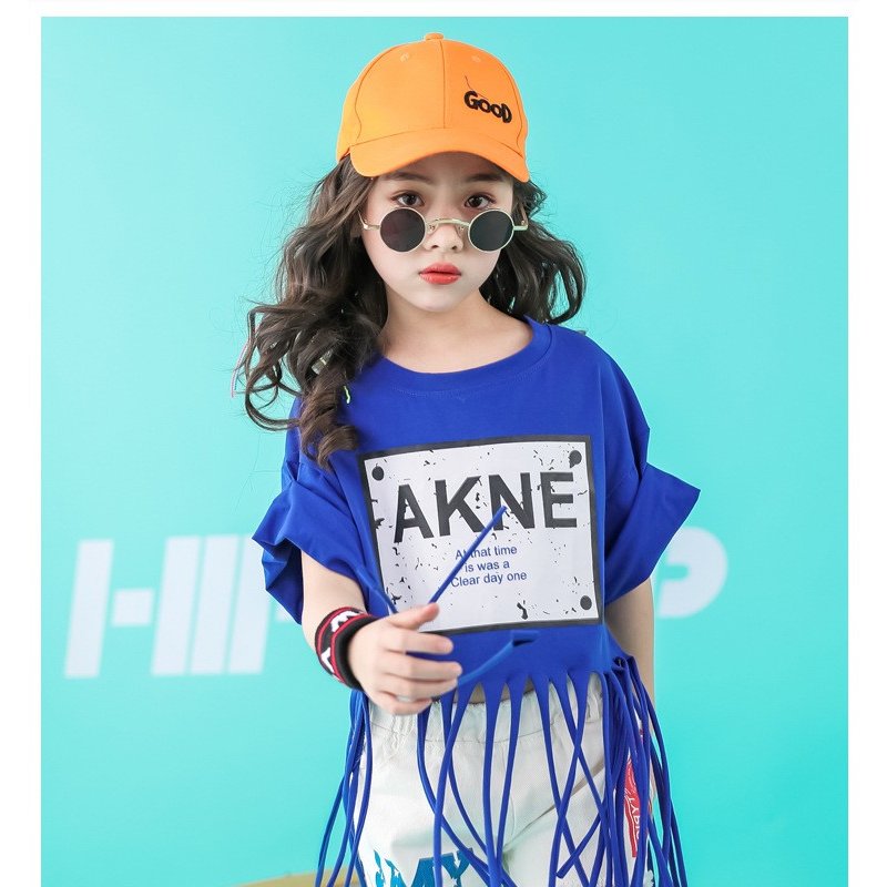 キッズダンス衣装 ヒップホップ セットアップ トップス デニムパンツ hiphop 女の子供ダンス衣装 ヒップホップ 韓国 ダンス kids dance ダンス tシャツ