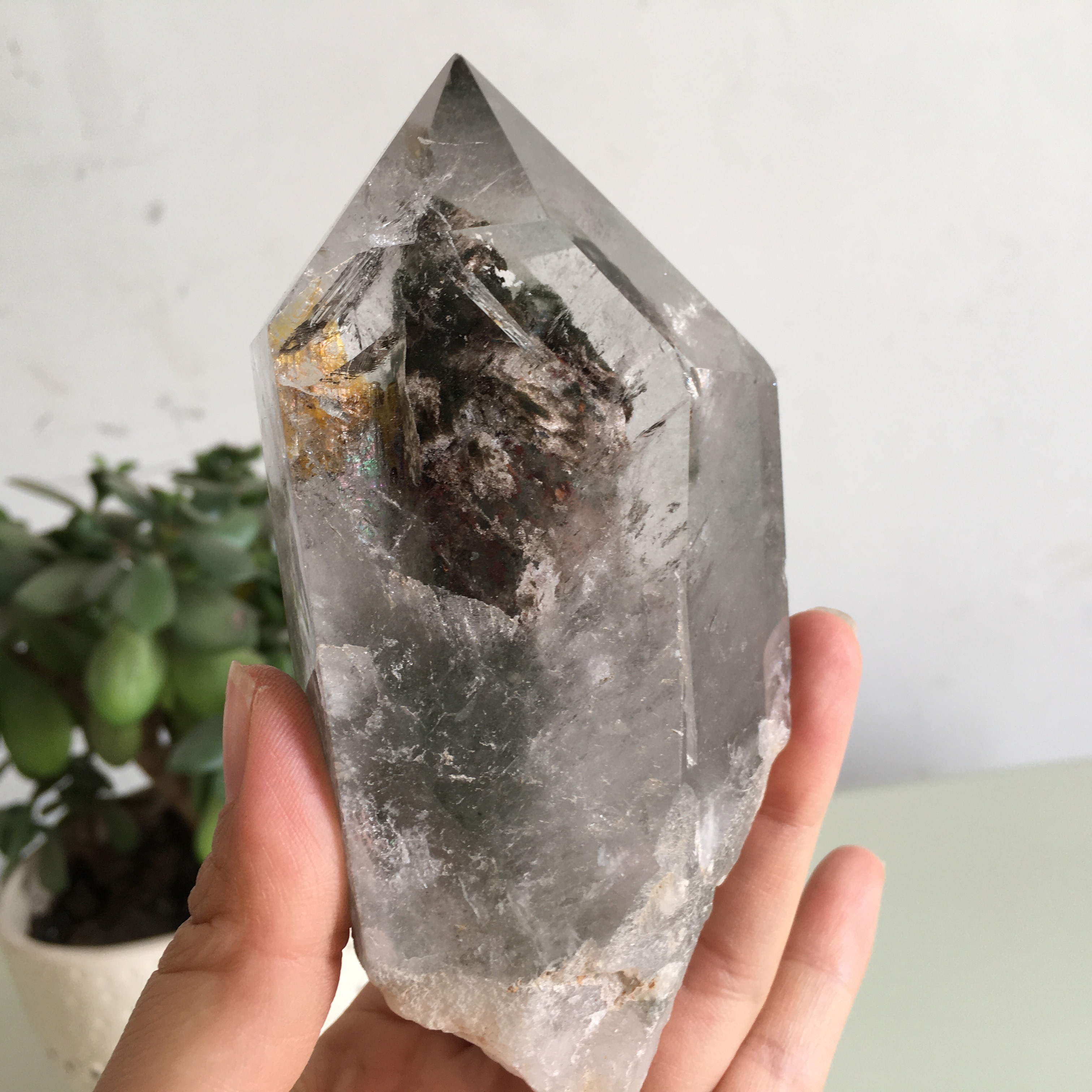 绿幽灵摆件,天然水晶,462g