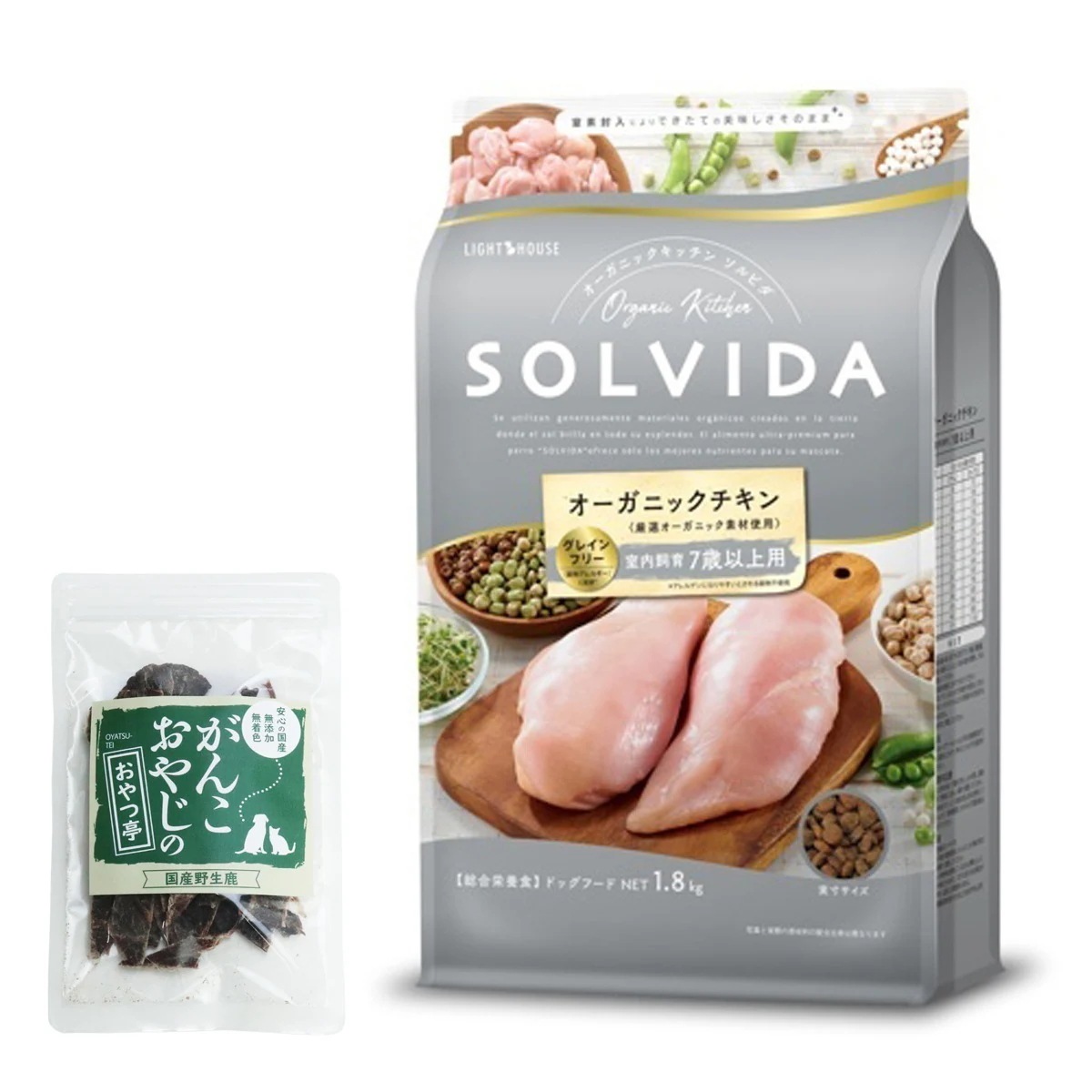 ドッグフード グレインフリー チキン 室内飼育7歳以上用 1.8kg【国産鹿肉ジャーキー付き(お試しサイズ)】