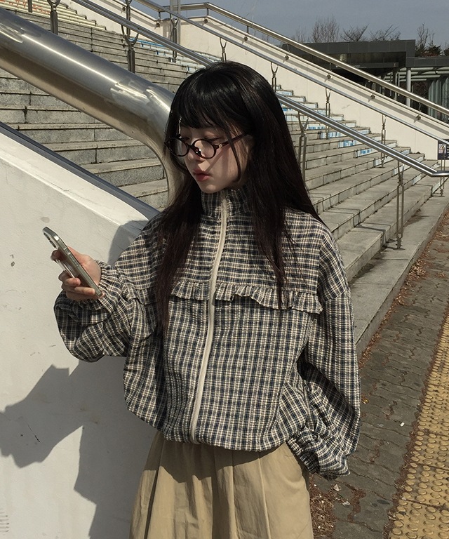 ポコ フリル チェック ジャンパー (3color)