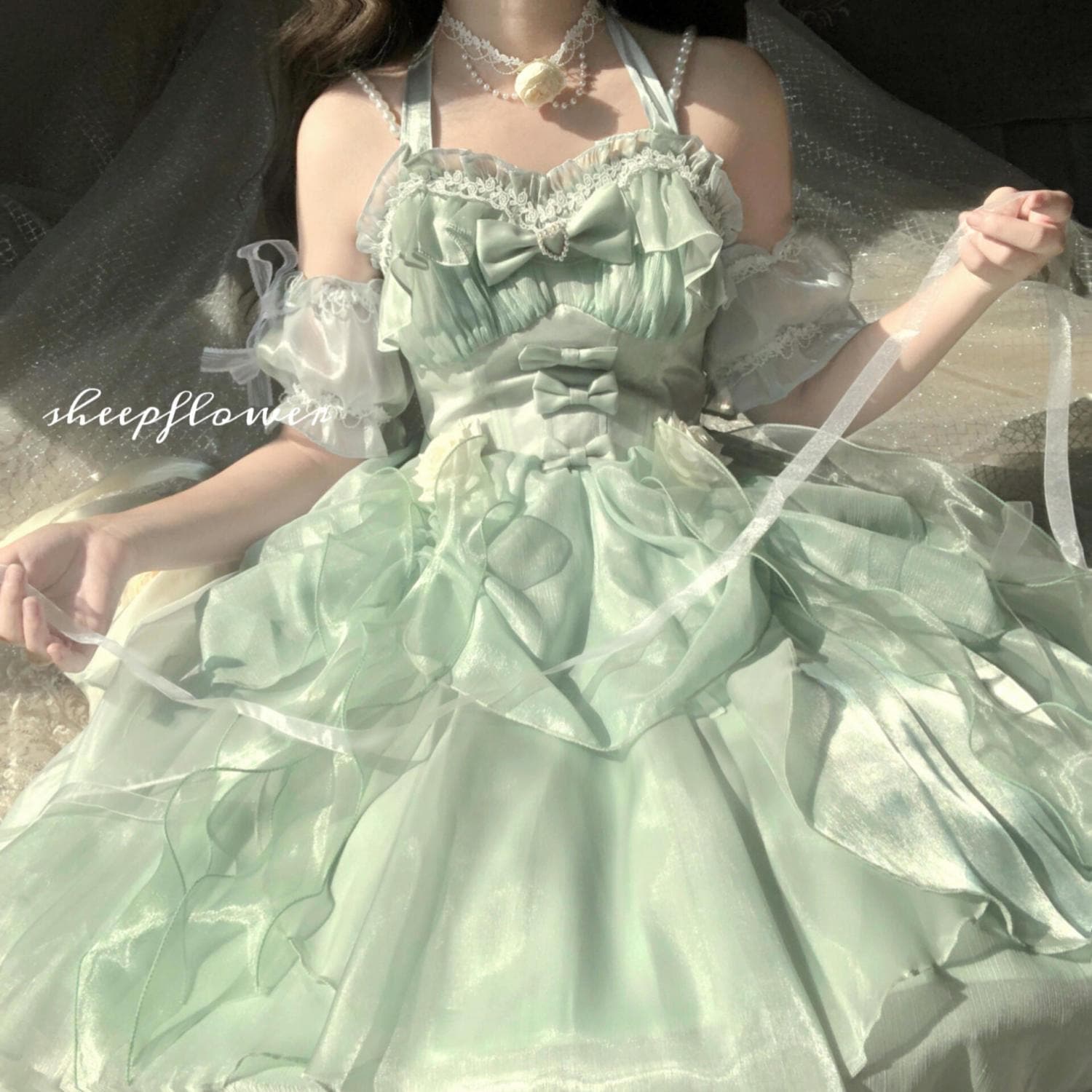 グリーンjskロリータスカートスーパー雰囲気ロリータプリンセスドレス2025スプリングワンピースドレスドレス