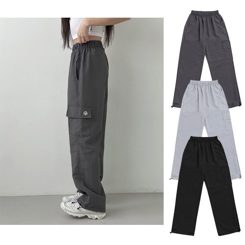 ワンポケット カーゴ ワイド バンディングパンツ 3色/muah one pocket cargo wide banding pants