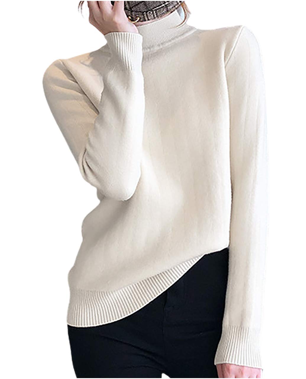 [エムエルーセ] 5色展開 裏起毛 ゆったり タートル セーター 長袖 シンプル レディース ニット 起毛 ぴったり ピッタリ 白 ハイネック あたたかい 暖かい 秋 冬 せーたー 秋冬 普段着 ルー