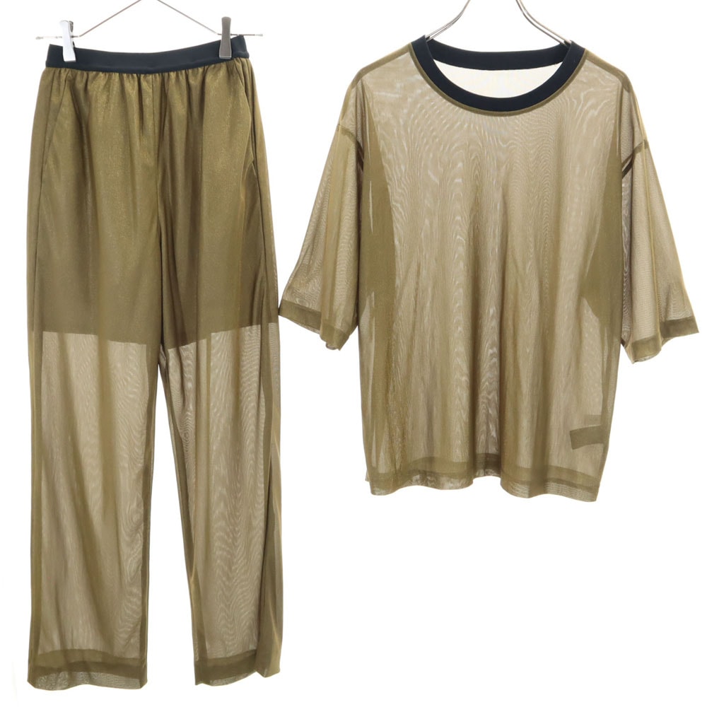 ノイズメーカー 日本製 半袖 シースルー カットソー 上下セットアップ F/36 ブラウン NOISE MAKER パンツ レディース
