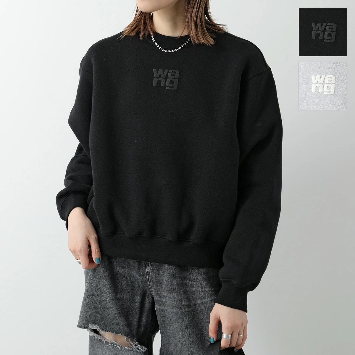 ALEXANDER WANG アレキサンダーワン スウェットシャツ 4CC3221360 レディース クルーネック パフロゴ 裏起毛 カラー2色