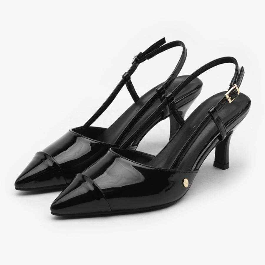 [sappun] K企業紹介企画 ＊ アリンスエナメルスリングバックヒール 韓国シューズ フラットシューズ 韓国ファッション キレイ目コーディ