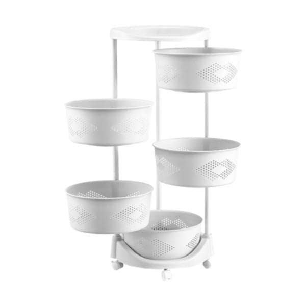 回転式収納ラック 多用途 可動式 調節可能 バスルーム キッチン用棚 5層