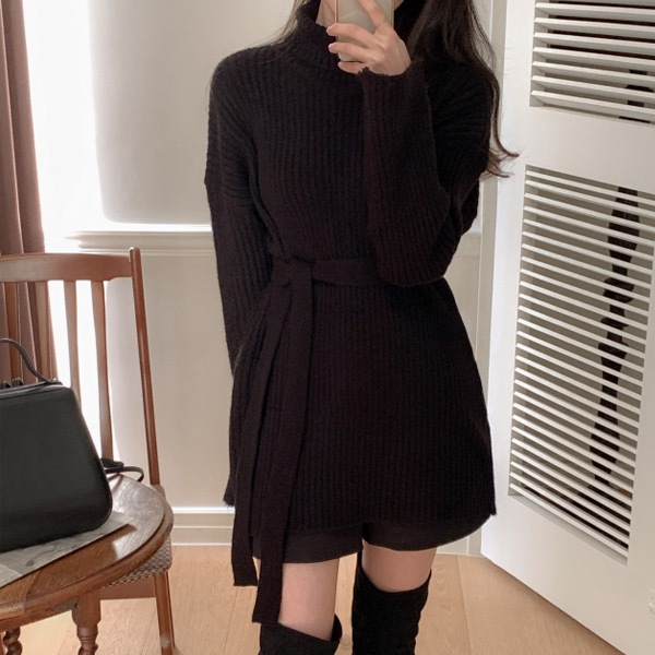 op8164 タートルネックニットワンピース