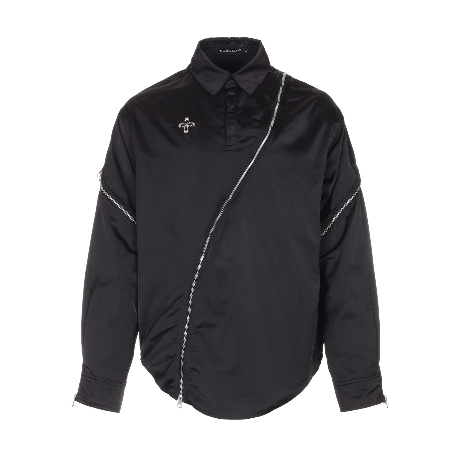 【SURGERY】 SURGERY SYMMETRIC ZIPPERS DETAIL SHIRTS : BLACK