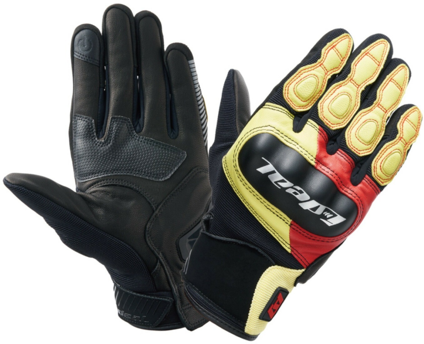 山城 IDEAL アイディール バイク用 グローブ 春夏モデル ID-015 HERITAGE (ヘリテージ) レッド/イエロー/ブラック 2XLサイズ ID015/RDYLBK/2XL