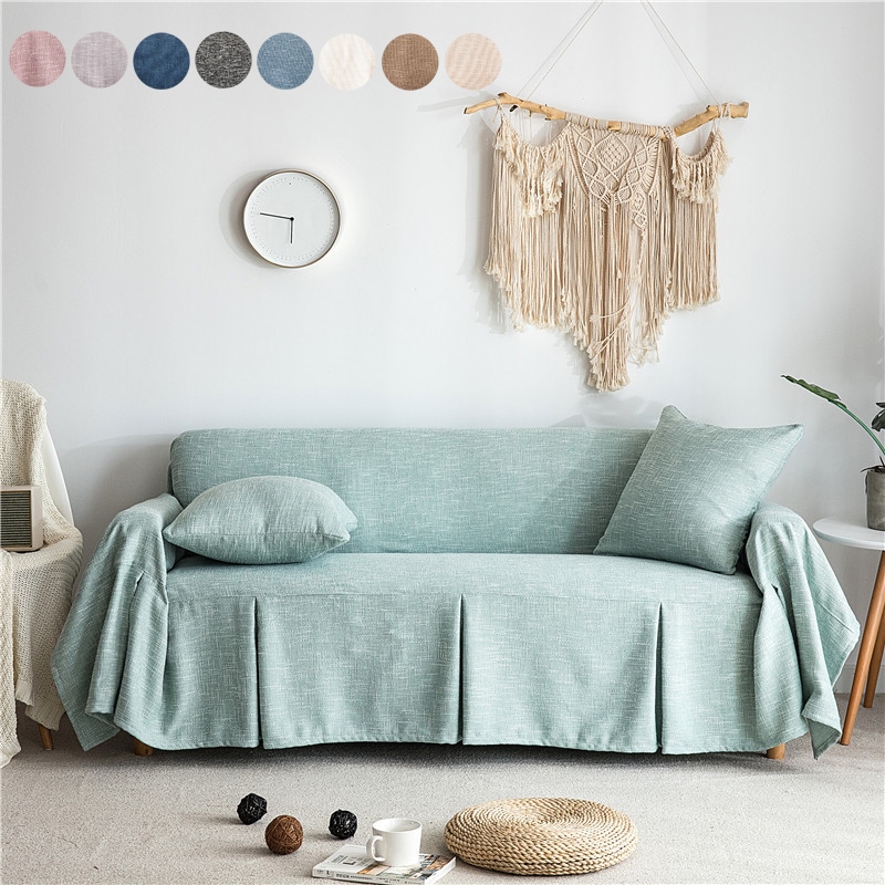 ソファーカバー 3人掛け ソファカバー 無地 替えカバー マルチカバー リネン混紡 マルチクロス カーペット テーブルクロス インテリア おしゃれ 滑り止め カウチカバー 保護カバー ベッドとも適用
