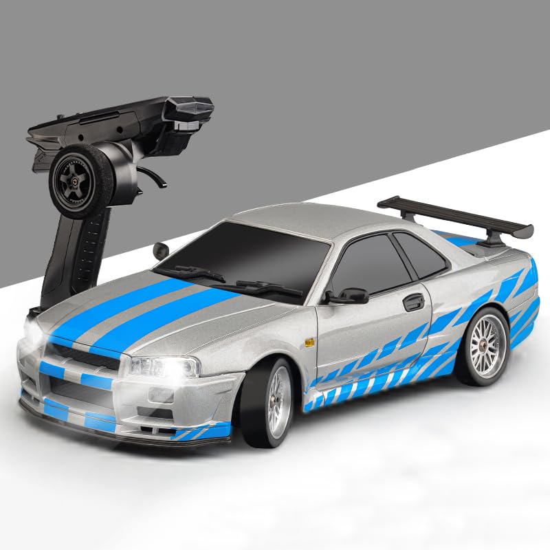 LDR/C 1/18ドリフトカー GTR R34ラジコンカー ドリフト走行 2.4GHz比例制御 金属製ボディ ジャイロ付き 車おもちゃ 技適認証済み LD1899