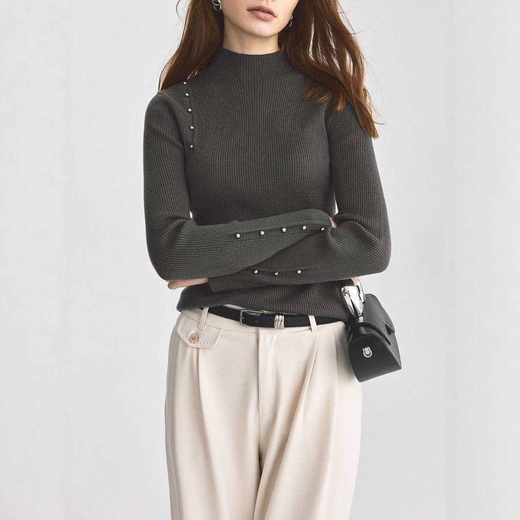 洗濯機で洗えるレディースウールセーター春と秋の新作スタイルハイネックスリムフィットニットウェア冬用ベースレイヤー