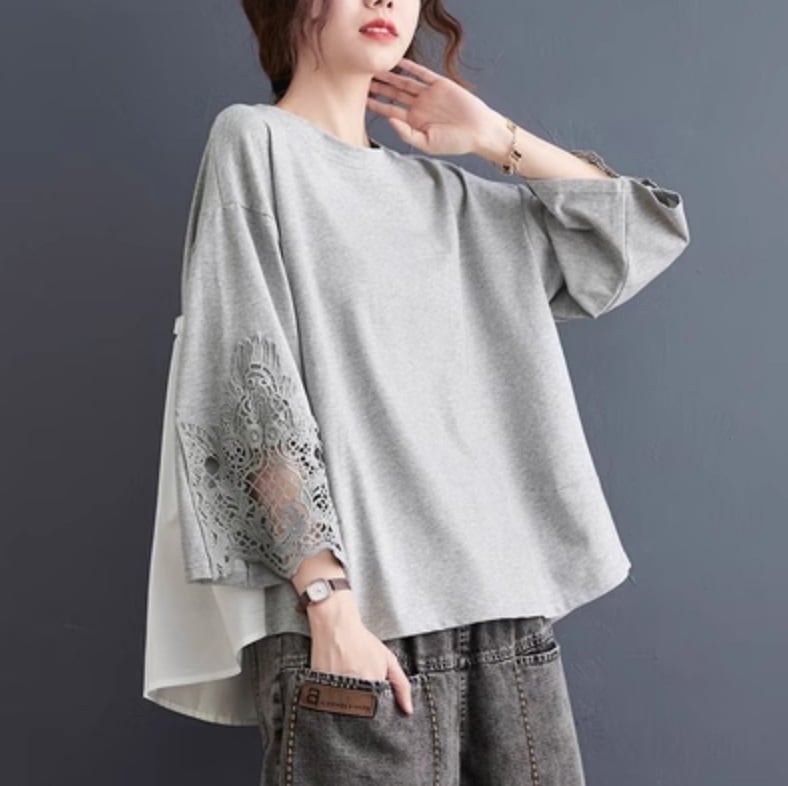 トップス デート Tシャツ シャツ ブラウス カットソー 袖あり 7分袖 かわいい 大人可愛い きれいめ シンプル カジュアル 大人 上品 おしゃれ お洒落 かっこいい レトロ 大人女子 こなれ感