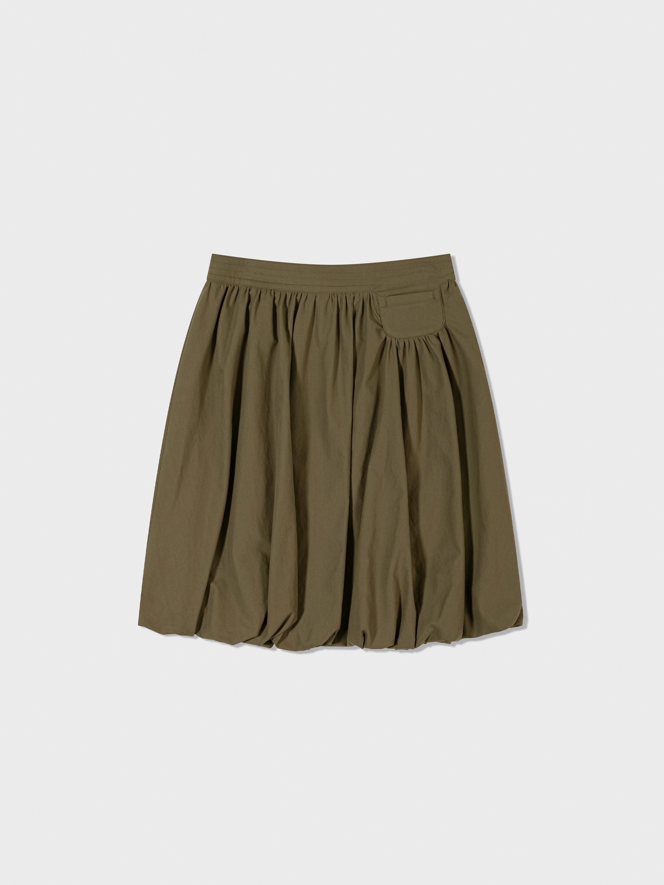 【LOW CLASSIC】 BUBBLE MIDI SKIRT : KHAKI