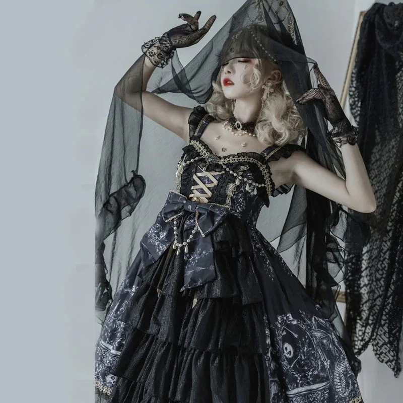 ロリータかわいい 魔女ゴシック風ダーク系jskキャミソールワンピースコスプレハロウィンクリスマスパーティー仮装30%までに制限 6,245円