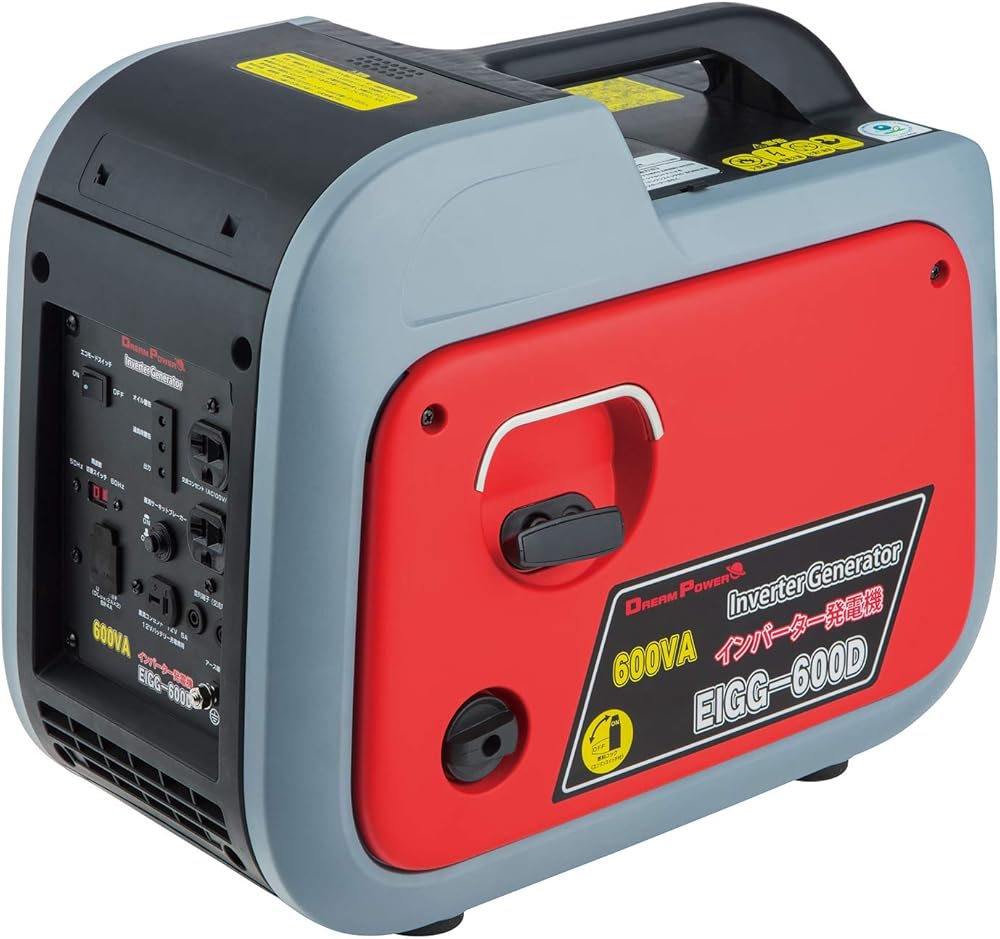 [ナカトミ] インバーター発電機 カセットボンベ式 定格出力0.6kVA 正弦波 50Hz/60Hz切替可能 PSE認証有 エコモード搭載