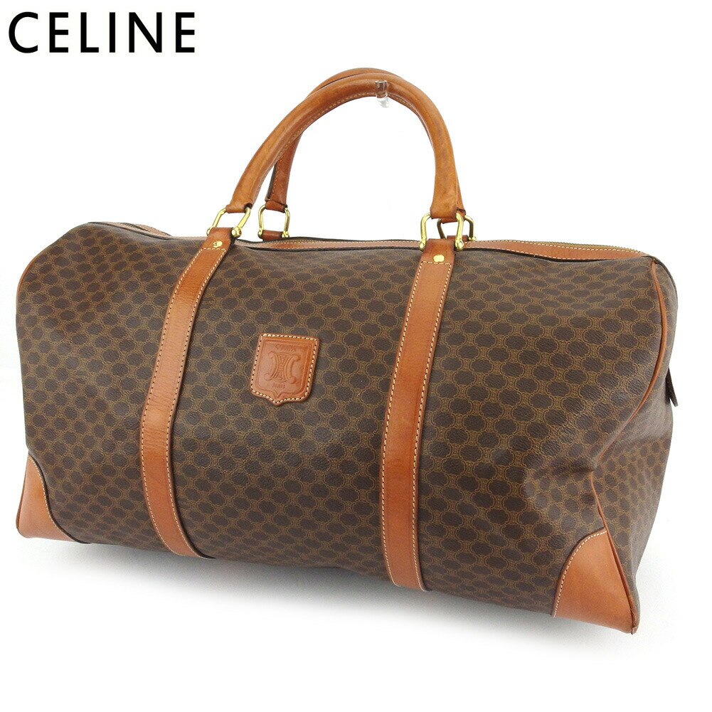 ボストンバッグ トラベルバッグ 旅行用バッグ マカダム レディース メンズ ブラウン ベージュ ゴールド 中古