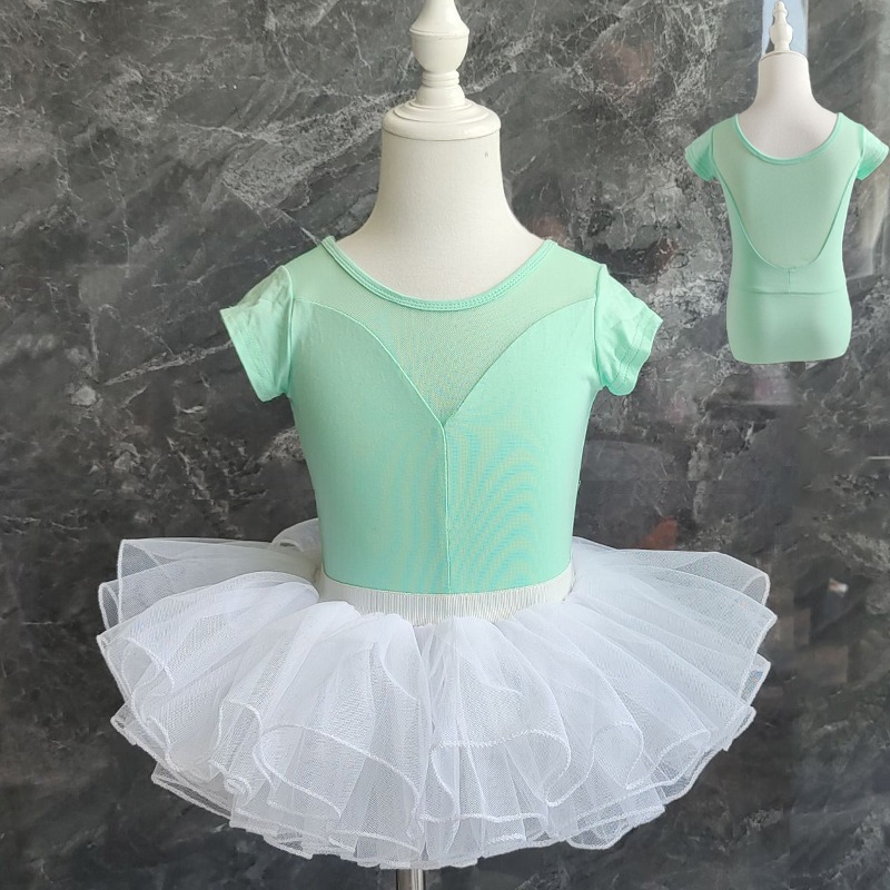 子供ダンス服女の子練習着夏用半袖バレエ服身体検査服女の子フォークダンス