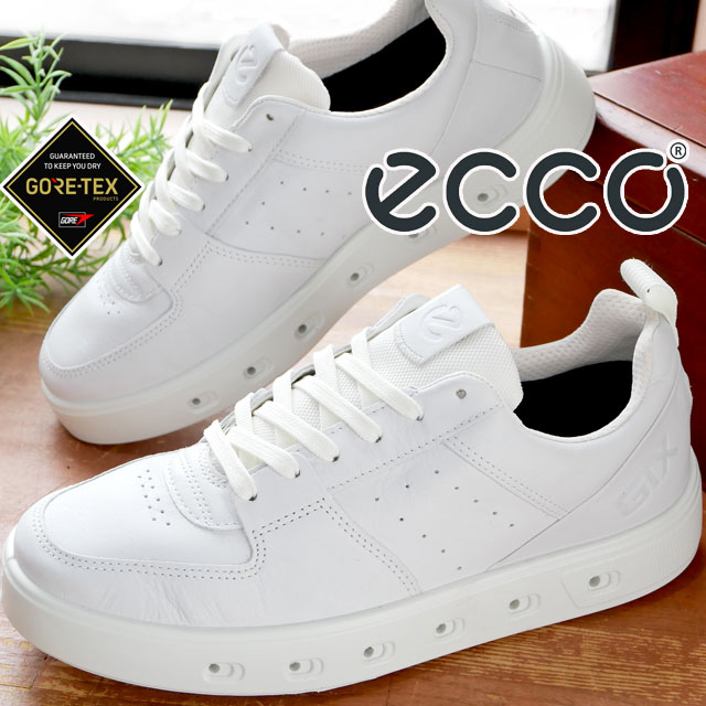 エコー メンズ スニーカー ストリート 720 M ゴアテックス 防水 疲れない ウォーキングシューズ ローカット 歩きやすい レザースニーカー 履きやすい 520814 01007 ホワイト 白 紐