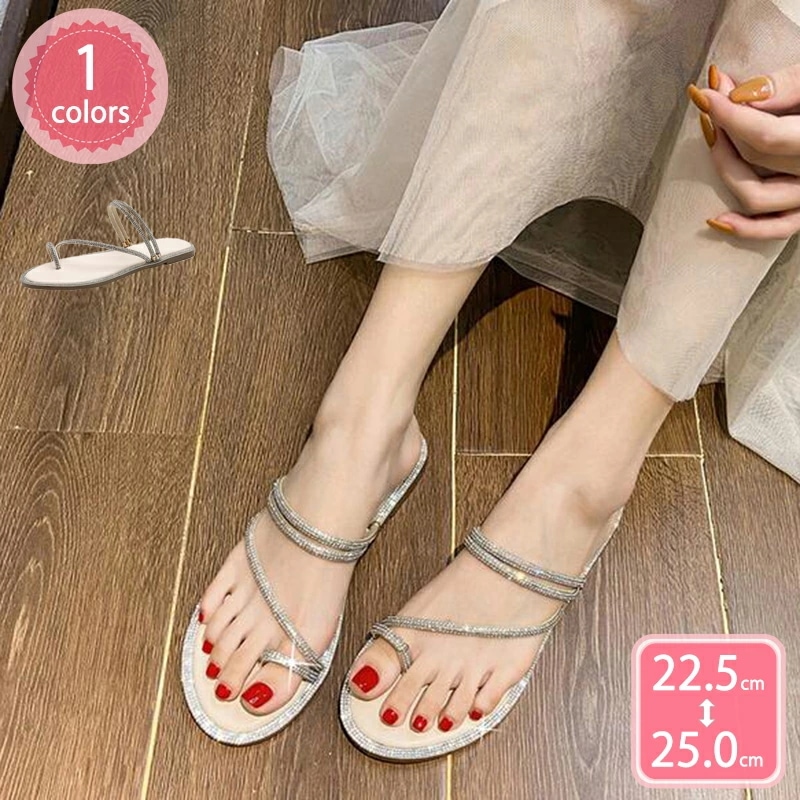 1000円OFFクーポン ビーチサンダル レディース フラット 美脚サンダル 疲れにくい ビーサン キラキラサンダル ストラップ ミュール ビジュー付き おしゃれ コンフォートサンダル かわいい カジ