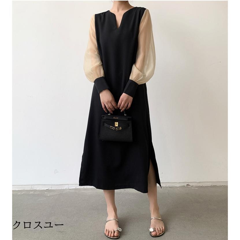 ワンピース レディース ドッキング 重ね着風 ロングワンピース おしゃれ 長袖 春秋 フォーマル 通勤通学 二次会 入学式 卒業式 仕事用 5,141円