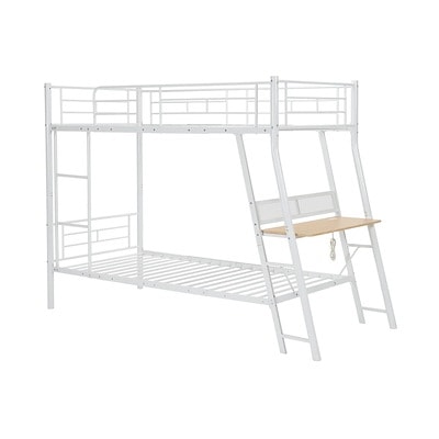 【国内即日発送】ロフトベッド パイプベッド デスク付き シングル パイプ ミドルタイプ シングルベッド 省スペース　コンセント付き