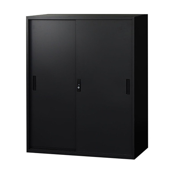 法人限定 Netforce EA-8840H-3H-W-BK ブラック 引戸書庫 3段 スチール (幅880×奥行400mm) メーカー直送