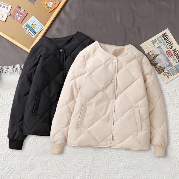 【 大人の定番】 無地 シングルブレスト ラウンドネック 防寒 中綿 コート 秋 冬 レディース 5,045円