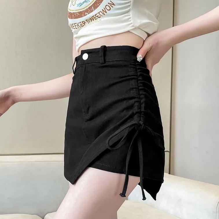 スカート キュロット ミニスカート レディース インナーパンツ付き ショート Aライン リボン サイドスリット ハイウエスト かわいい 大人可愛い シンプル カジュアル おしゃれ かっこいい こなれ感