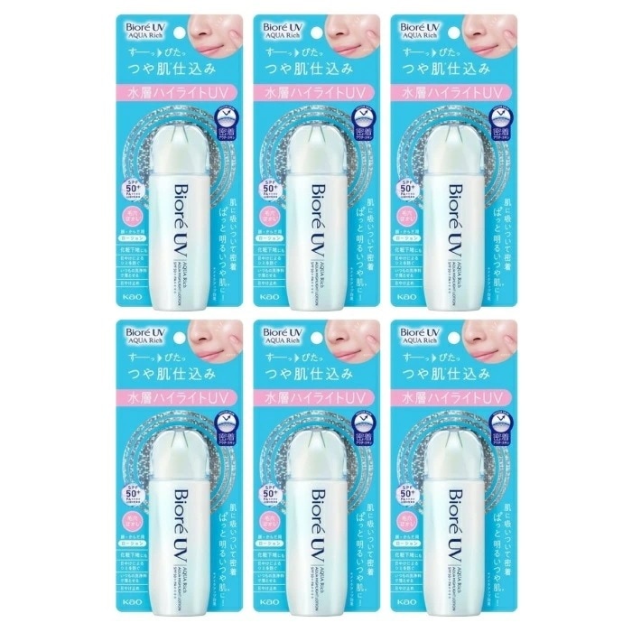 【6セット】 ビオレ UV アクアリッチ アクアハイライトローション 70ml 日焼け止め ハイライト SPF50+ PA++++ 化粧下地 保湿 ウォータープルーフ ひやけ 通勤 通学 運
