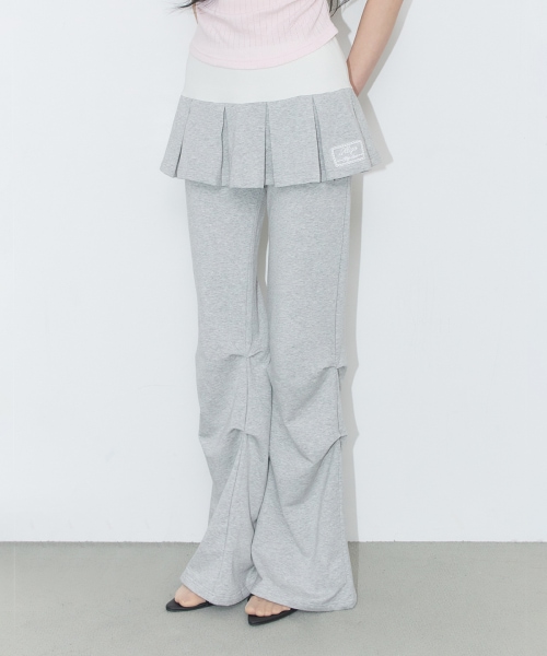 【ILLIGO】 TWO-TONE PLEATED SKIRT PANTS MELANGE 正規品