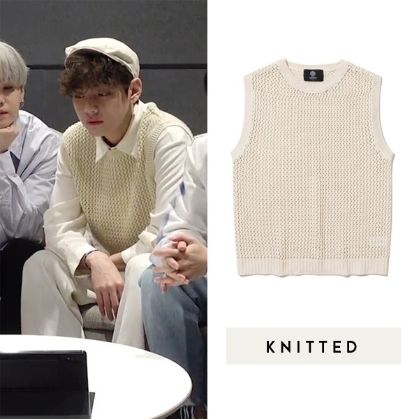 [KNITTED] BTS V テテ 着用 Net Round Knitted Vest