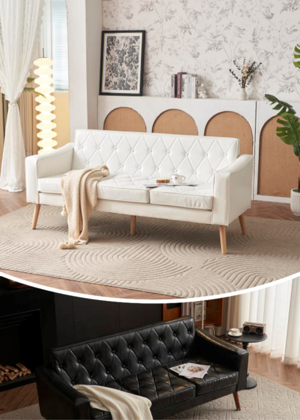 即日発送　ソファー 3人掛け カウチソファ リビングソファ 肘付き オットマン おしゃれ PVCレザータイプ 合皮 お掃除ロボット通れる東京倉庫から発送