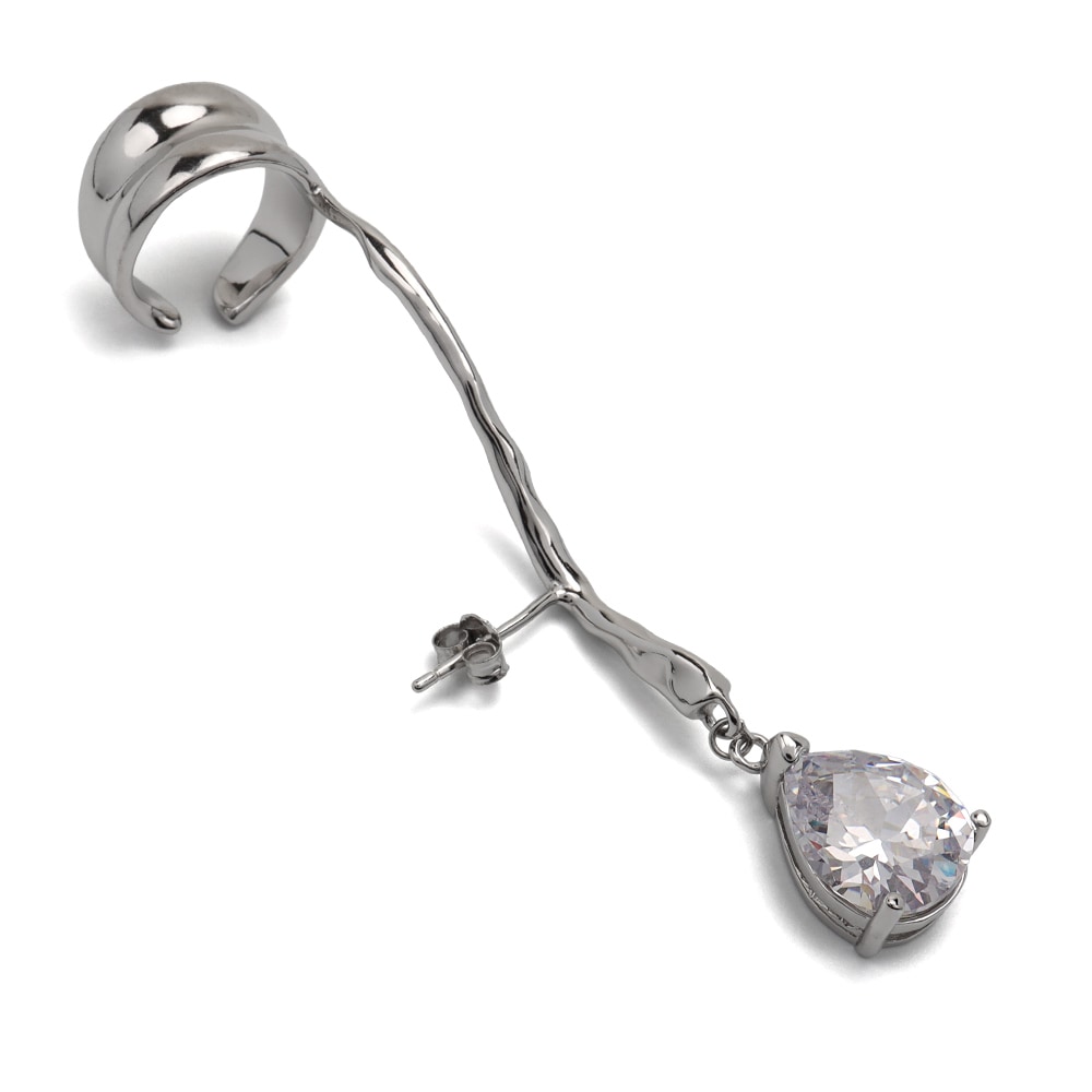 925 CZ イヤカフ付き ピアス [ce210]