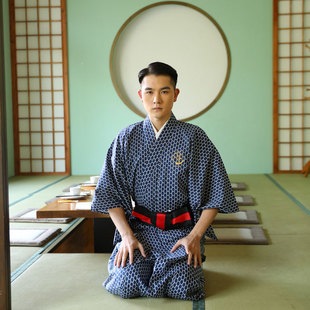 日本着物男性伝統夏紳士花火会着物正装