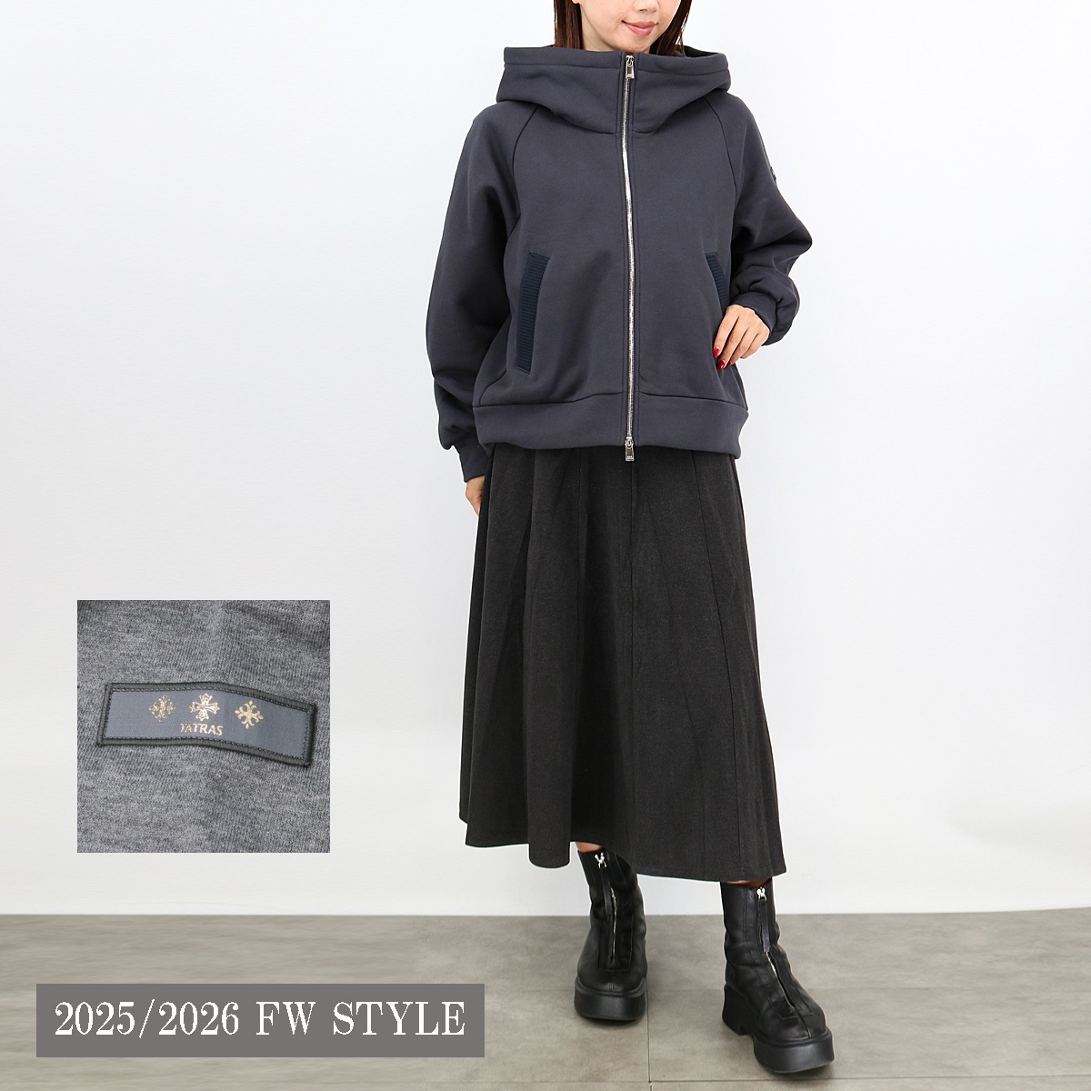 FILIPENDULA フィリペンデュラ パーカー LJXA0114063588 長袖 ジップアップ フーディー スウェット 裏起毛 ロゴ レディース ラグランスリーブ　ブ
