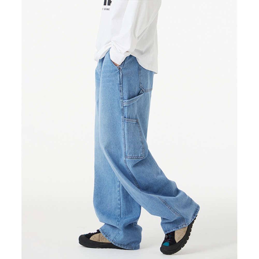 アーバネージカーペンターワイドデニムパンツ_ライトブルー 5,260円