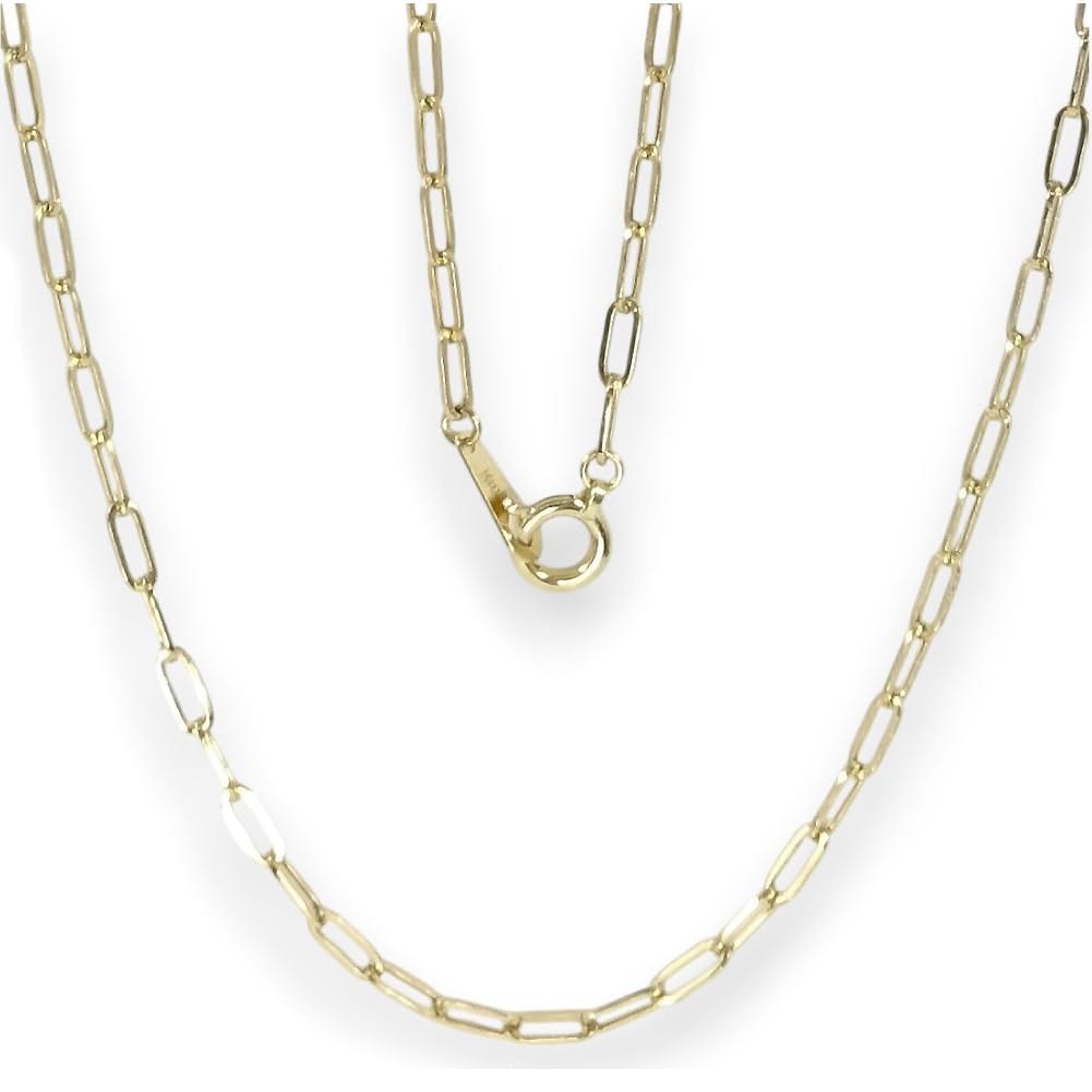 18金（K18刻印有）ネックレス 中空ペーパークリップチェーン・男女兼用タイプ