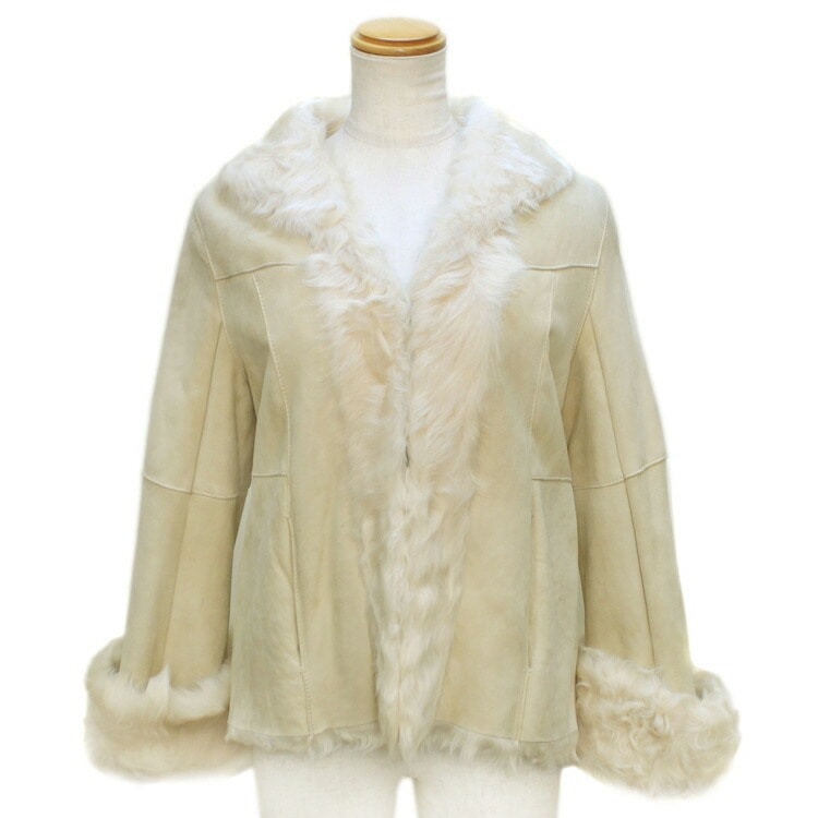 本革 チキャン ラム Wフェイス ファー ジャケット ベージュ Mサイズ 送料無料 レディース ギフト プレゼント