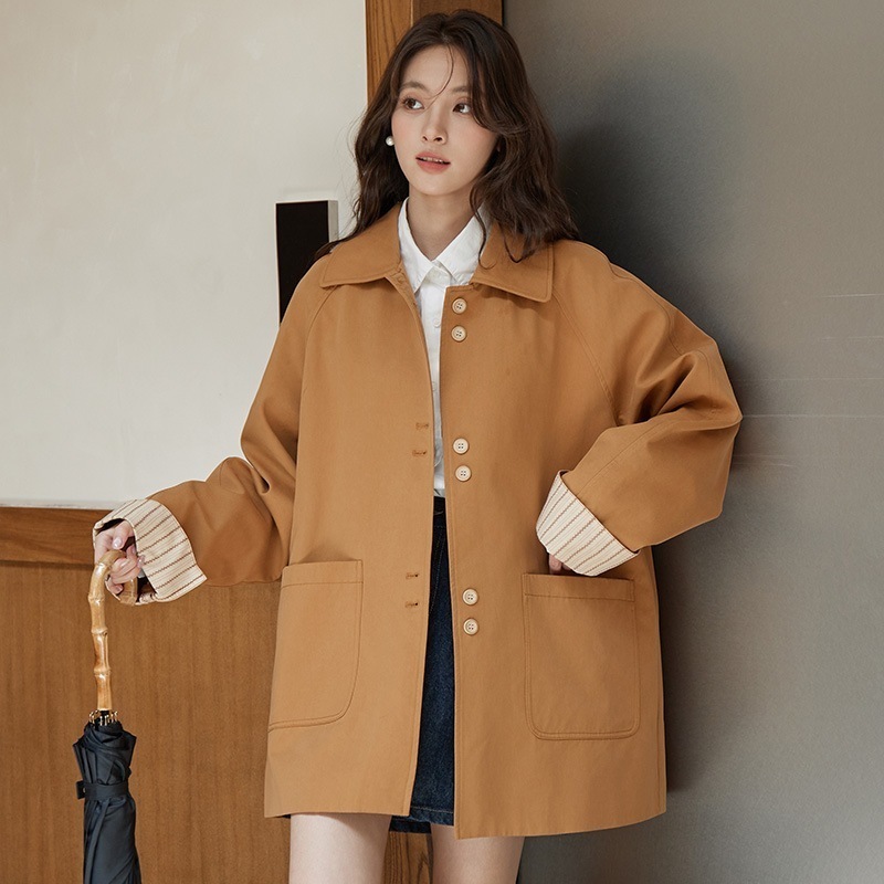 【急速出荷】送.料.無.料.上新通勤 開襟 ミディアム 長袖 シングルブレスト コート レディー 秋までヘビロテ!