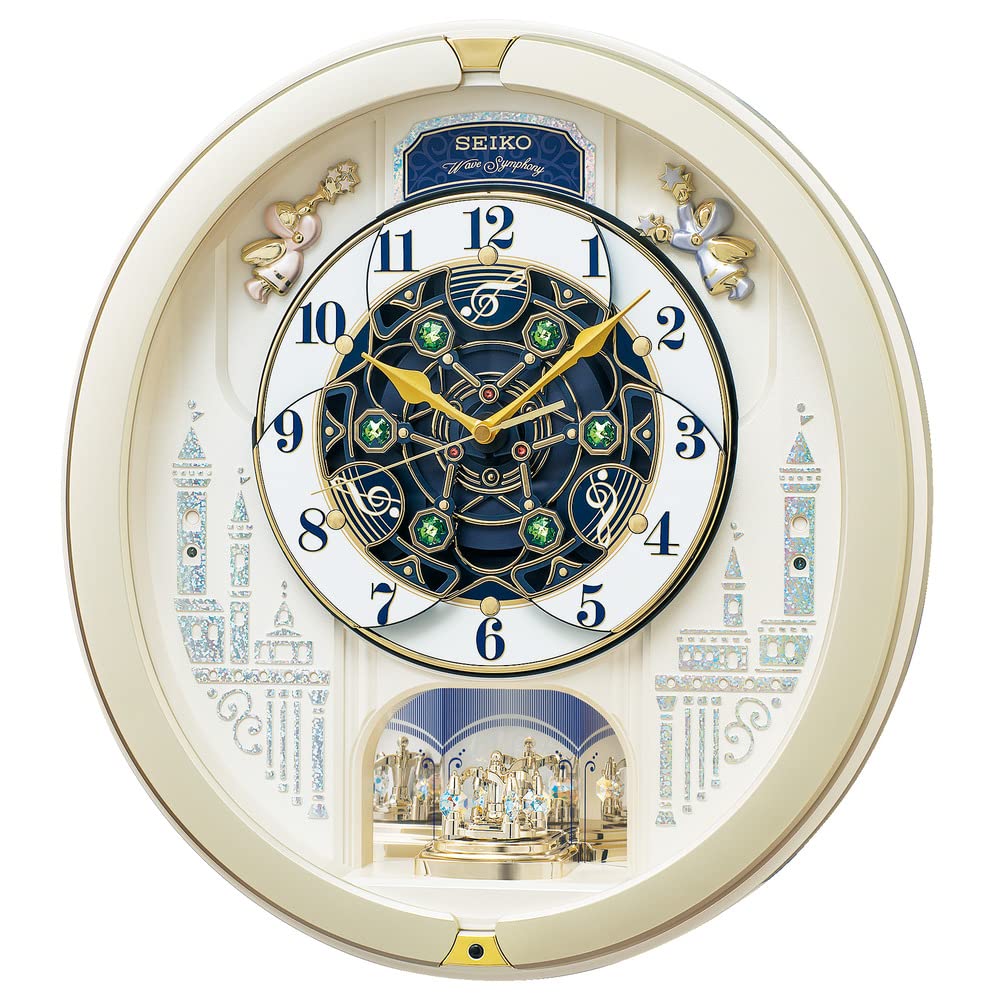 セイコークロック(Seiko Clock) 掛け時計 からくり時計 電波時計 アナログ からくり トリプルセレクション メロディ 回転飾り クリスマス ソング他 薄金色 パール RE579S